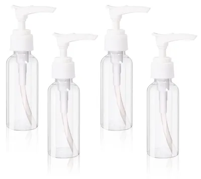 Image de Ensemble de 4 flacons pompes transparents de 50 ml pour les voyages