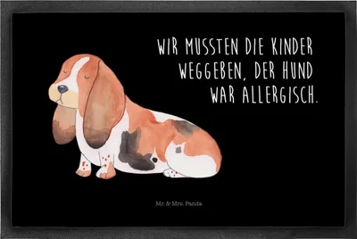 Produktbild von Mr. & Mrs. Panda Schmutzmatte Hund Basset Hound 50 x 75 cm - Schwarz - Geschenk, Lustig, Süß, Fußabstreifer, Fussmatte, fußmatte, Sprüche, Schmutzfangmatte, bodenmatte
