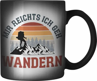 Produktbild von Trendation - Mir Reichts Ich Geh Wandern Farbwechsel Zauber-Tasse Geschenk Karabiner Farbwechsel Zauber-Tasse Edelstahl Wander Kaffeebecher Lustiger Spruch (Schwarz)
