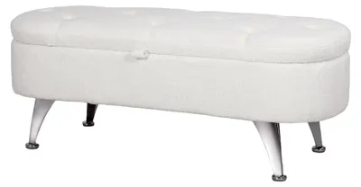 Produktbild von Sitzbank mit Stauraum in Teddysamtoptik, Polsterbank mit Metallbeinen, Truhenbank für Wohnzimmer, Schlafzimmer und Flur 114 x 47 x 46,5 cm, Weiß