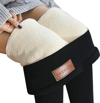 Produktbild von ASKSA Dámské teplé termo legíny s plyšovou podšívkou Slim dlouhé legíny Elastické zimní punčochové kalhoty -M-