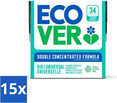 Produktbild von Ecover - Waschkapseln - Universal - Konzentrierte Formel - 34 Wäschen - Vorteilspack - 15 Stücke