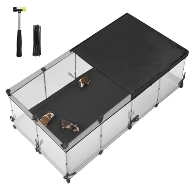 Obrázek produktu pro Modulární ohrádka pro domácí zvířata – Nastavitelná klec pro zvířata – Plast – 144 x 74 x 47 cm