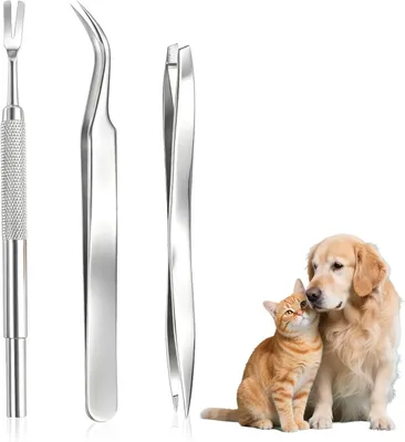 Imagen del producto de Pinza para garrapatas de acero inoxidable, profesional, para perros, gatos y personas, para una extracción segura