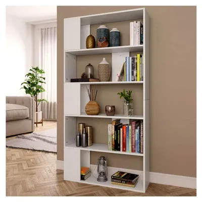 Produktbild von Bücherregal und Raumteiler in Weiß, 80x24x159cm aus Holzwerkstoff