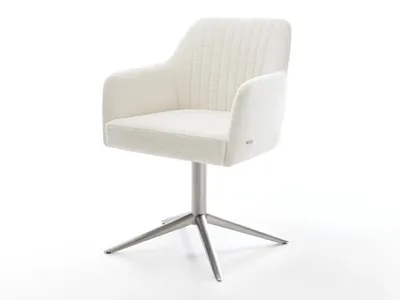 Produktbild von DELIFE Drehstuhl Greg-Flex Bouclé Soft Beige Fußkreuz Edelstahl 360° drehbar Wippfunktion Taschenfederkern