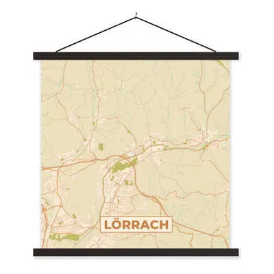 Produktbild von MuchoWow® Textilposter Lörrach - Karte - Vintage - Stadtplan 40x40 cm mit schwarzem Rahmen - Fotos