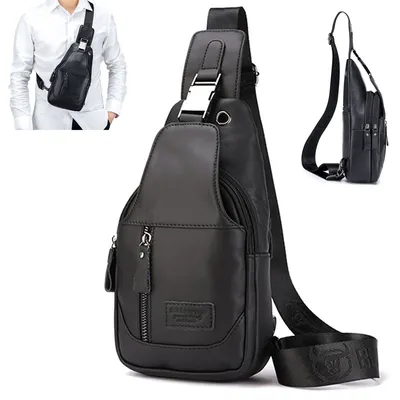 Produktbild von OKWISH Umhängetasche Brusttasche Herren, Schultertasche, Sling Bag Herren, für Outdoor Camping Reisen Wandern Radfahren Multipurpose Tagepacks Schwarz