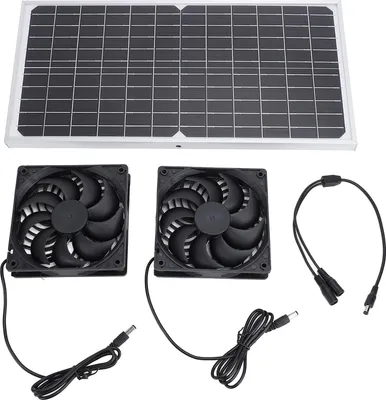Obrázek produktu pro Solární odsávací ventilátor, 16 W, monokrystalický křemíkový panel, duální ventilační sada pro domácí zvířata, kurníky, skleníky