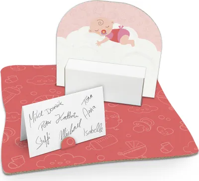 Produktbild von itenga Geldgeschenkverpackung "Baby auf Wolke" rosa pastell (Motiv 67)