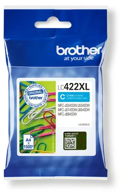 Obrázok produktu pre Brother LC422XLC, Azúrová, 1 kusov, 1500 strany, Balenie po jednom kuse
