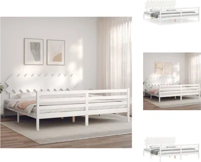 Produktbild von vidaXL Massivholzbett mit Kopfteil Weiß 200x200 cm -  Betten & Bettgestelle