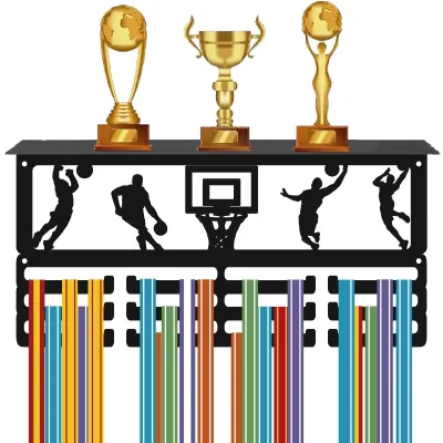 Imagen del producto de Solidchoice - Soporte para medallas de baloncesto, ideal para premios. Se monta en la pared y tiene 12 ganchos