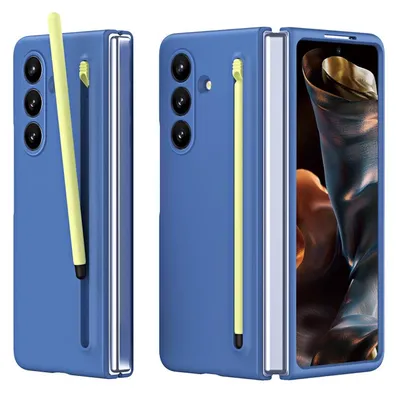Produktbild von Für Samsung Galaxy Z Fold7 5G Skinfeel Schutz Hülle mit Stifthalterung Blau