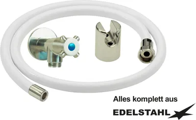 Produktbild von Kneipp-Schlauch Weiß 2,5 m mit Vollstrahlhülse mit Wandhalter + Wandventil DN15 (1/2")