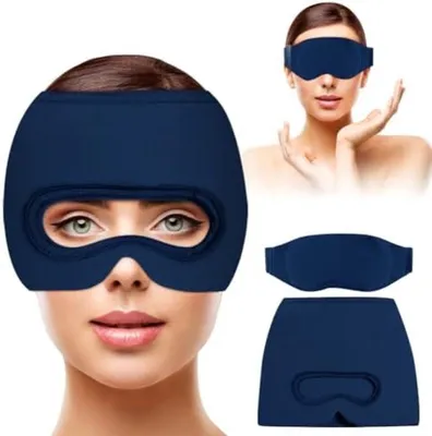 Productafbeelding van PromoHome® Migränemasker 3-in-1 – Koelend en verwarmend, herbruikbaar, marineblauw