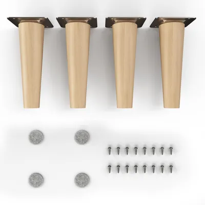 Produktbild von 4x sossai Holzfüße rund - gerade Ausführung 15cm Buche Öl-Finish
