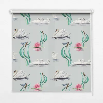Produktbild von Seitenzug-Rollo Fensterrollo Jalousie - Thermo-Rollo Verdunkelungsrollo - 130x180 cm - Schwäne und Enten