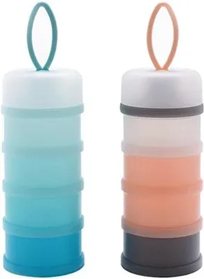 Produktbild von Famanu Milchpulverbehälter - 4-lagige Aufbewahrung - Blau/Rosa