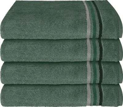 Produktbild von Schiesser Frottier Handtuch Skyline Color im 4er Set | 100% Baumwolle aus nachhaltiger Produktion | saugstark, weich, farbecht | 50x100cm | Dunkelgrün