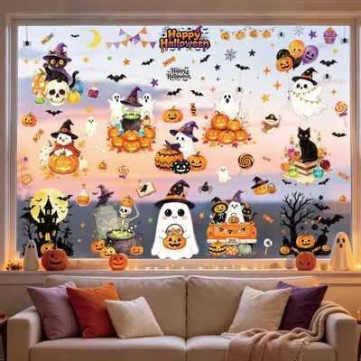 12er-Set Fensterbilder Geister-Kürbis 20x30 cm Halloween
