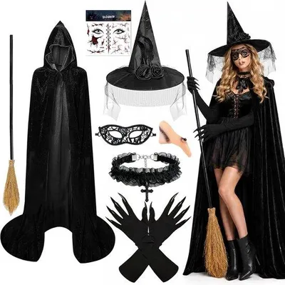 Productafbeelding van Heksenkostuum voor dames, Halloween-kostuum voor dames, heksenhoed