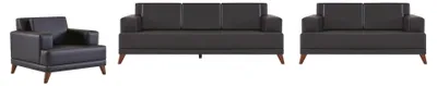 Produktbild von Sitzmöbel Sofa-Set 3-Sitzer 2-Sitzer Sessel Modern Schwarz Ledersofas