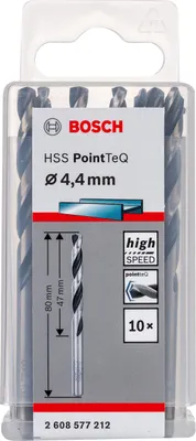 Zdjęcie produktu dla Bosch 2 608 577 212, Wiertarka, Wiertło spiralne, 4,4 mm, 80 mm, Żeliwo, Stal, 4,7 cm