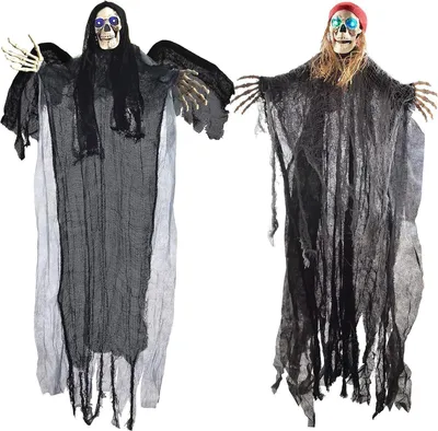 Produktbild von JOYIN Halloween Hängende Skelett Geister mit LED-Augen, 2 Stück