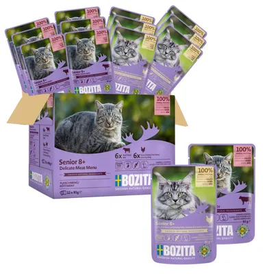 Produktbild von Bozita Nassfutter Senior 8+ Multibox 12x85g getreidefreies Katzenfutter