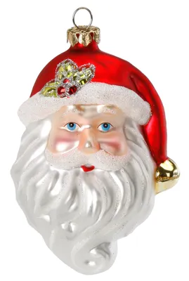 Produktbild von Christbaumschmuck Glas Weihnachtsmannkopf 9.5cm rot / weiß