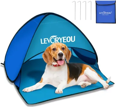 Produktbild von Famanu Strandzelt tragbar - kleine Strandtent mit UV-Schutz - blau