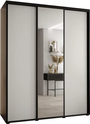 Produktbild von MEBLE KRYSPOL Davos 3 Schrank, drei Türen - 235,2x190x60 cm - Schwarz Weiß Schwarz