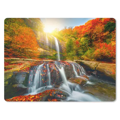 Produktbild von MuchoWow® Mauspad Mousepad Wasserfall - Natur - Herbst - Rot - Wasser 23x19 cm - Mousepads - Maus Mat - Pad - Mausunterlage - Schreibtischunterlage - Mauspad
