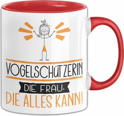 Produktbild von Vogelschützerin Geschenk Tasse Becher Die Frau Die Allen Kann Geschenkidee für eine Vogelschützerin Lustig (Rot)