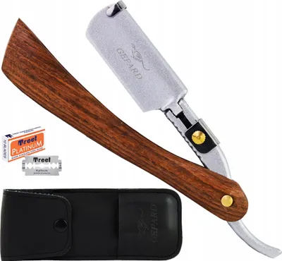 Image de Shavette professionnelle WOODI pour barbier - Rasoir à lames interchangeables, rasage et effilage, marron