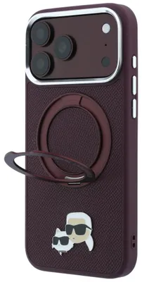 Produktbild von Handyhülle für iPhone 18 Pro / 17 Pro, Karl Lagerfeld Ring Stand 360 Karl Choupette Heads Pin mit MagSafe