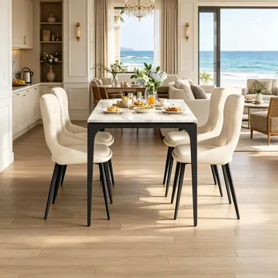 Image de Fauteuil de courtoisie, fauteuil d'accent, chaise de salle à manger, fauteuil de salon, fauteuil rembourré pour dressing (uniquement 4 chaises). Couleur : beige