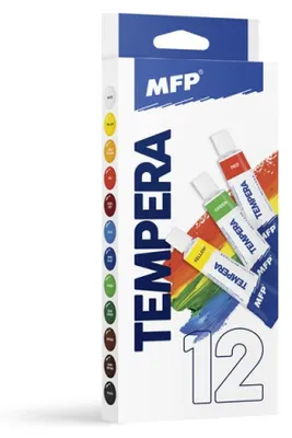 Immagine prodotto di Colori tempera, 12 pezzi da 12 ml, confezionati in una scatola di dimensioni 10x25x2 cm