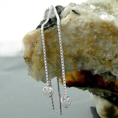Produktbild von Durchzieher 110x5mm Herz mit Zirkonia Silber 925