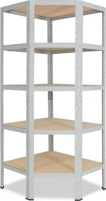 Produktbild von shelfplaza OFFICE 180x70x45 cm Eckregal in lichtgrau mit 5 Böden und 175 kg Traglast pro Boden