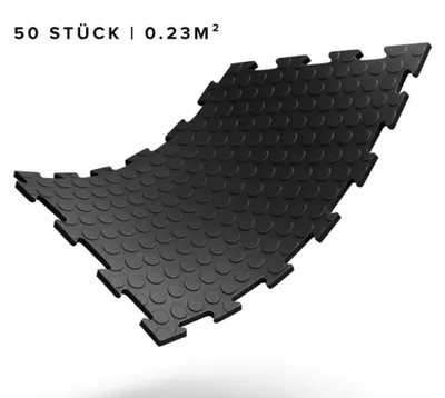 Produktbild von VDP - VA - Gewerbe Boden PVC Fliesen Noppen 8mm schwarz (ap0420_P50BLN) P50BLN, Menge:50 Stück | 11.50 m²