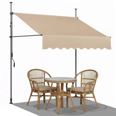 Produktbild von Klemmmarkise Balkonmarkise ohne Bohren, Sonnenschutz für Balkon und Terrasse, Khaki, 300 × 120 cm