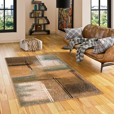 Produktbild von Designer Teppich Brilliant Beige Grün Verlauf, Größe:160x230 cm
