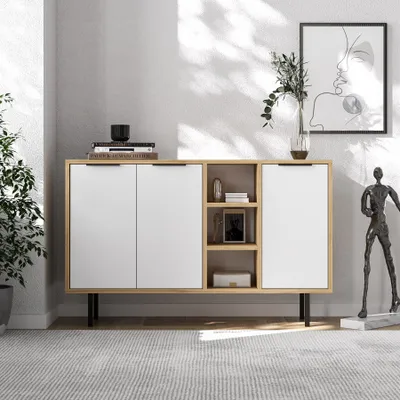Produktbild von Skye Decor, Viyana - Sapphire Oak, White, Konsole, 100 % Melaminbeschichtete Spanplatten, Saphireiche, 120 x 29,6 x 75 cm