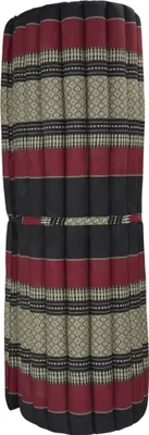 Produktbild von Fine Asianliving Thaimatte Rollbar Kapokfüllung 200x100x4.5cm Schwarz Rot Thai Kissen Meditation Matte Matratze Kapok 301-C01