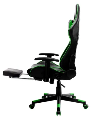 Produktbild von Gaming-Stuhl mit Fußstütze, höhenverstellbar, Chefsessel, Bürostuhl, Schreibtischstuhl, Sportsitz, Computerstuhl, Schwarz-Grün, Kunstleder