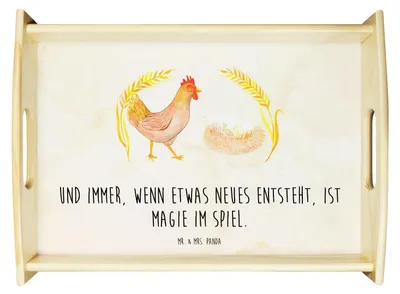 Produktbild von Mr. & Mrs. Panda Serviertablett Huhn Stolz - Vintage - Geschenk, Holztablett, Tablett, Bauernhof, für bett, Henne, Dekotablett, Hühner, sofatablett, Hof, Spruch, Servier