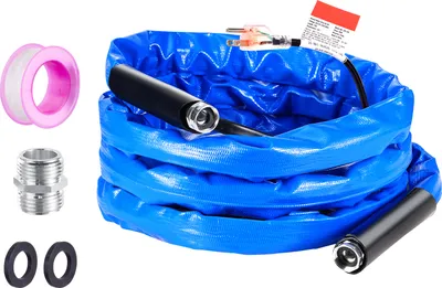 Produktbild von SucceBuy 15 Fuß beheizter Wasserschlauch, Frostschutz bis -45 °F, automatisch selbstregulierend, 5/8 Zoll Innendurchmesser mit gewellter Abdeckung und Schnellkupplungssatz, blei- und BPA-frei