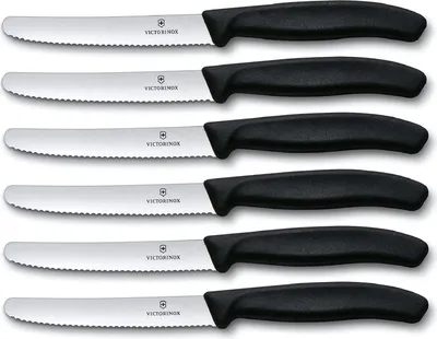 Produktbild von Victorinox | Swiss Classic Tafelmesser Set | 6-teilig | perfektionierte Schneidleistung | zeitloses Design | für Brotzeit und Küche | ergonomische schwarze Griffe